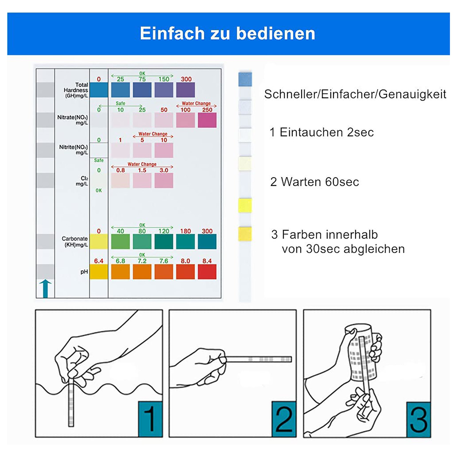 100pcs 6-in-1 Water Quality Te – Water Testing Kit Bewertung und Preis